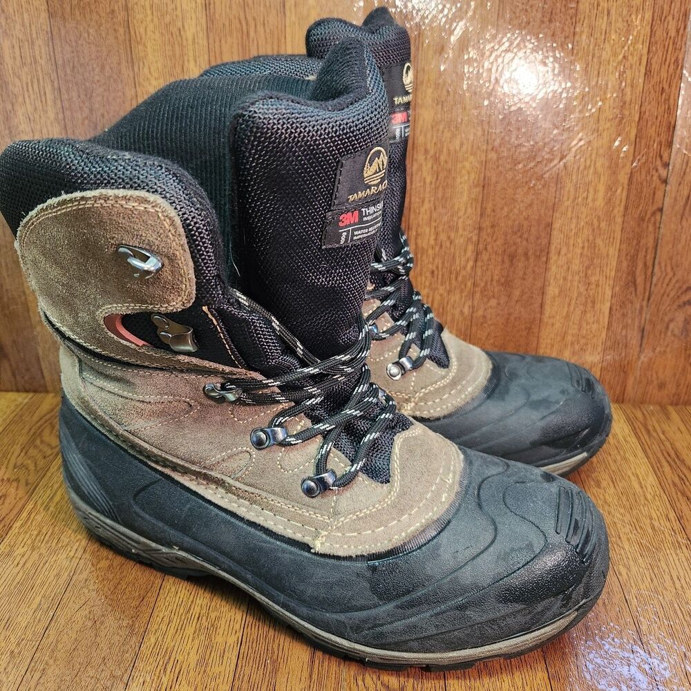 Tamarack Mens Snow Boots Size 10 Brown Thinsulate Waterproof Winter Lace-Up